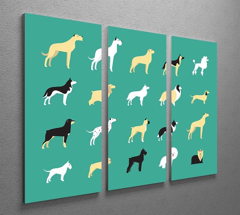 Various dog breeds modern illustration 3 Split Panel Canvas Print - Canvas Art Rocks - 2