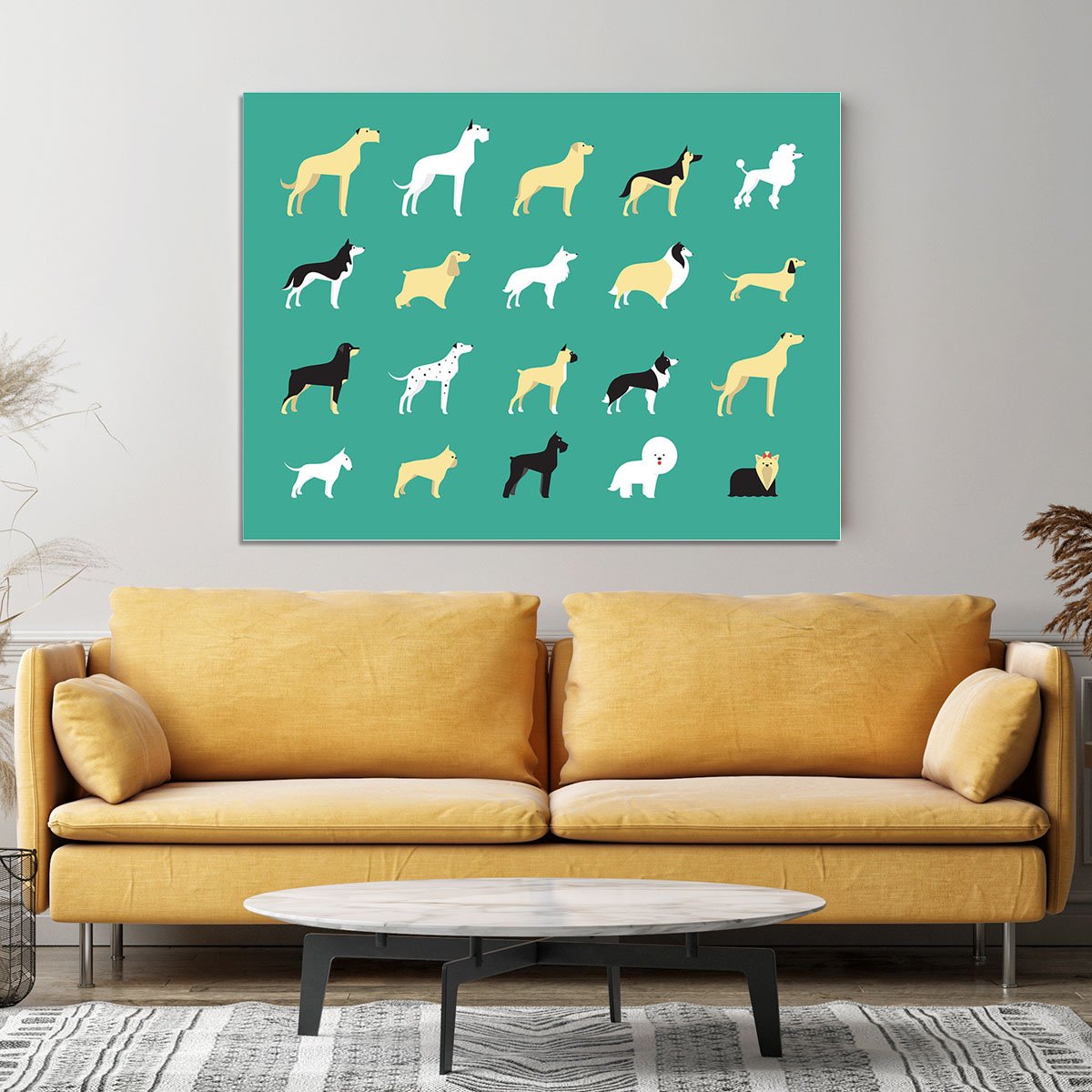Various dog breeds modern illustration Canvas Print or Poster