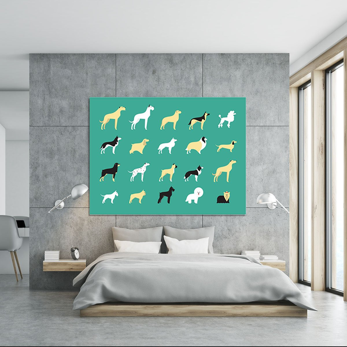 Various dog breeds modern illustration Canvas Print or Poster