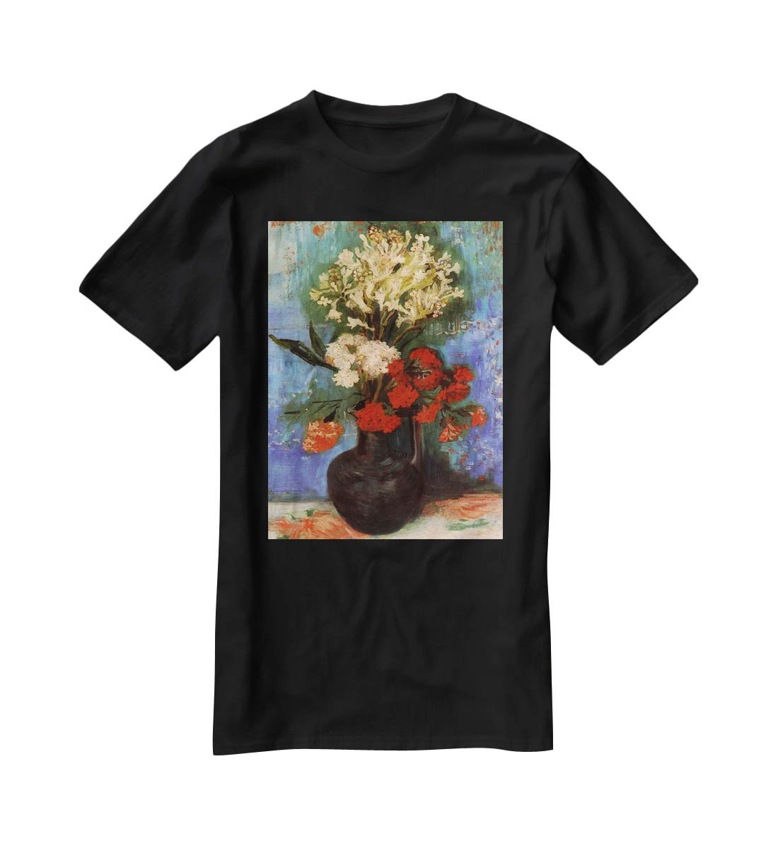 Vase with Carnations and Other Flowers by Van Gogh T-Shirt - Canvas Art Rocks - 1