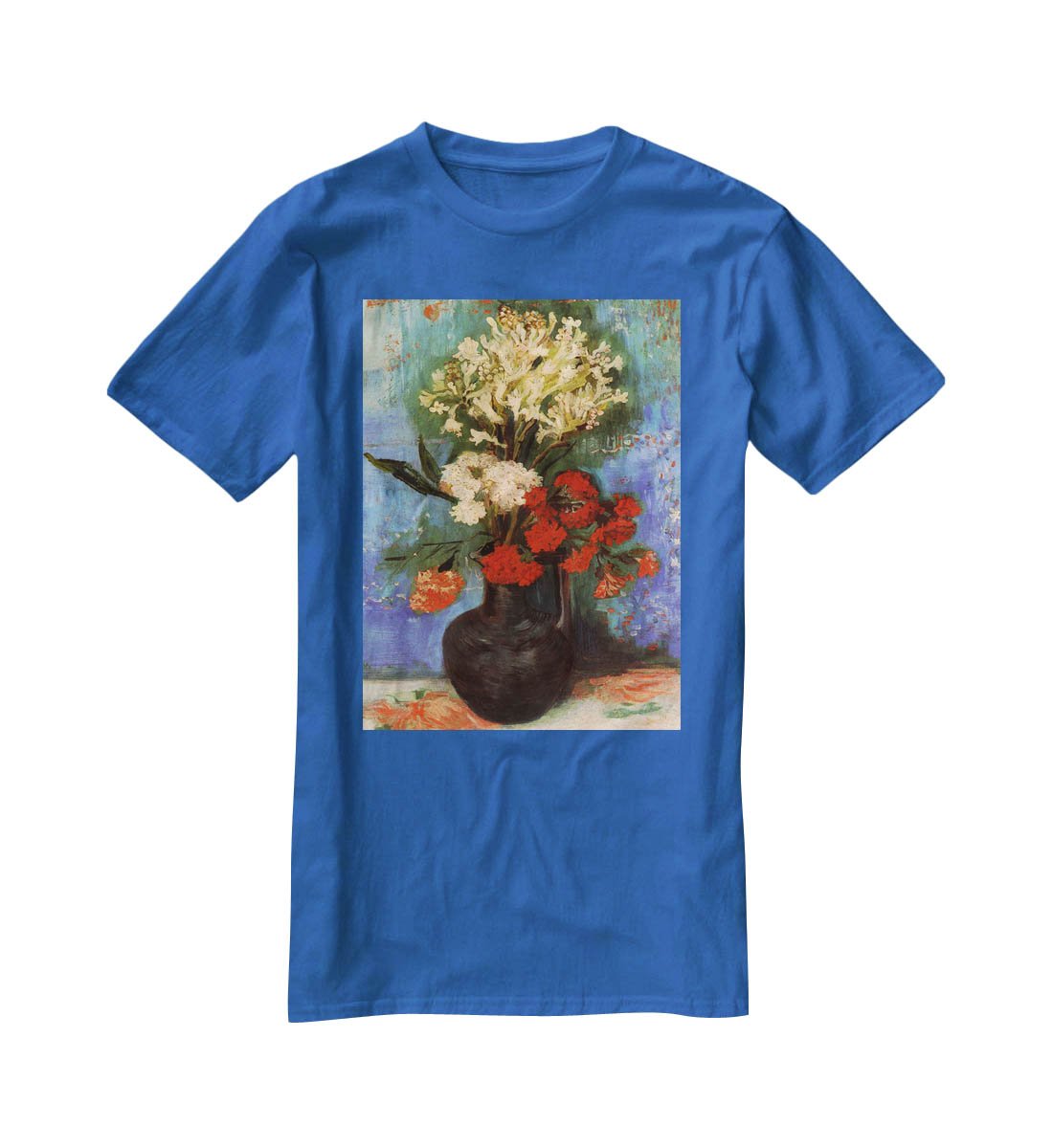 Vase with Carnations and Other Flowers by Van Gogh T-Shirt - Canvas Art Rocks - 2