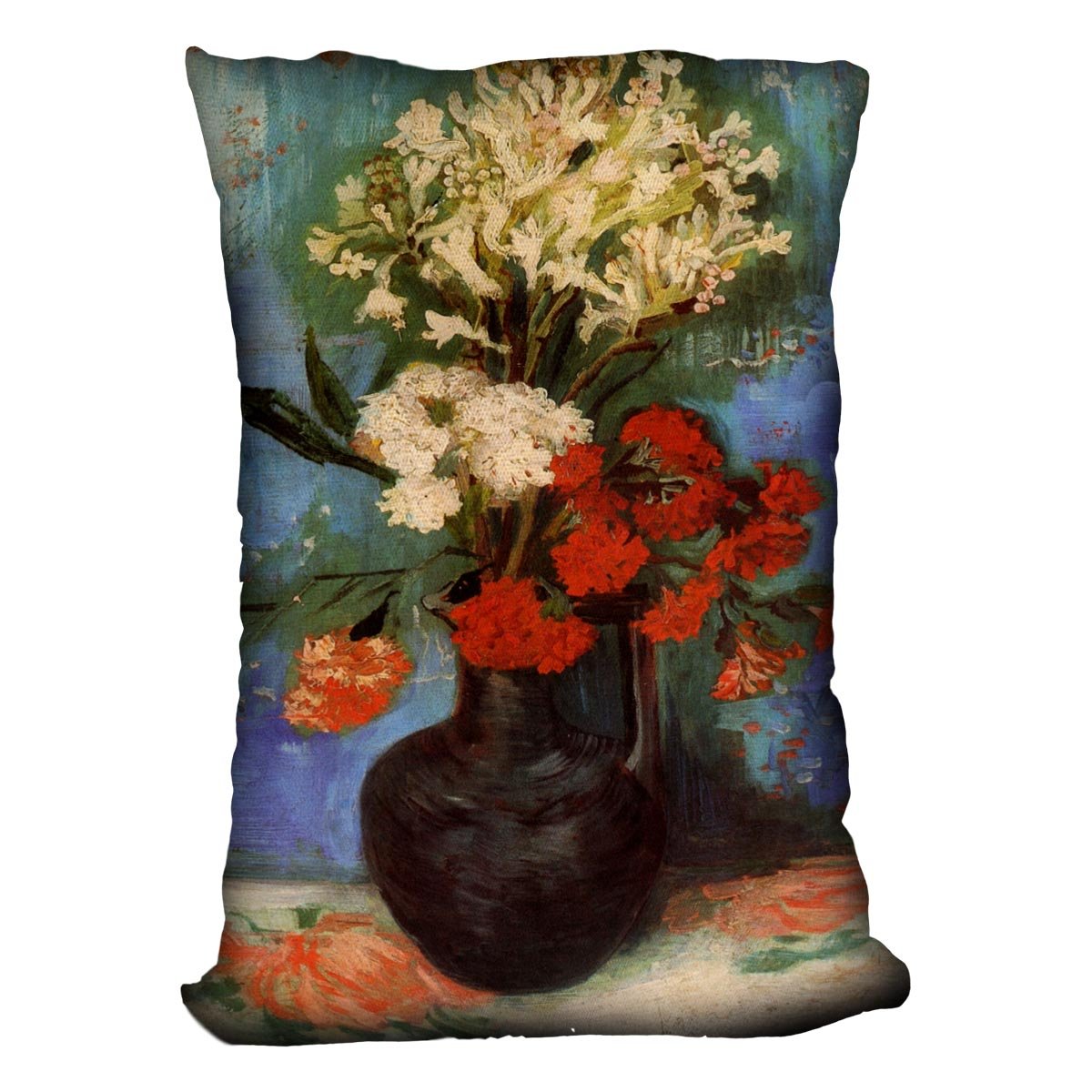 Vase with Carnations and Other Flowers by Van Gogh Throw Pillow