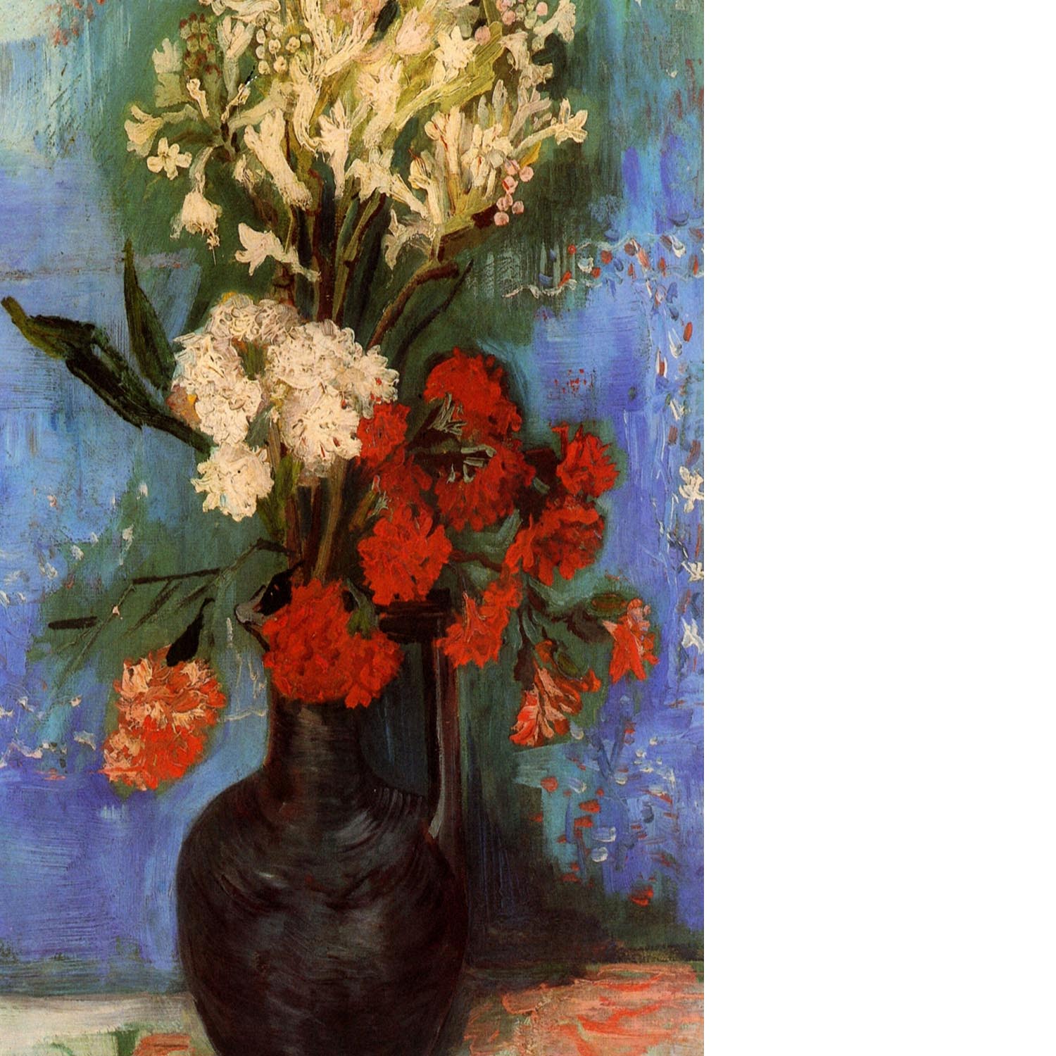 Vase with Carnations and Other Flowers by Van Gogh Floating Framed Canvas