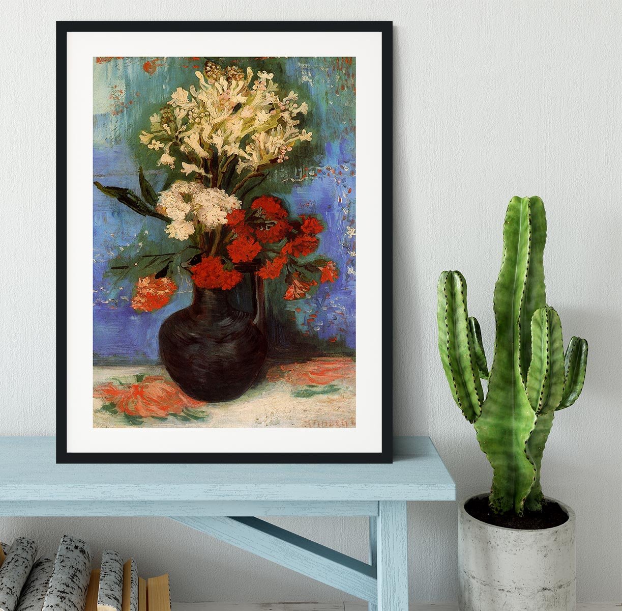 Vase with Carnations and Other Flowers by Van Gogh Framed Print - Canvas Art Rocks - 1