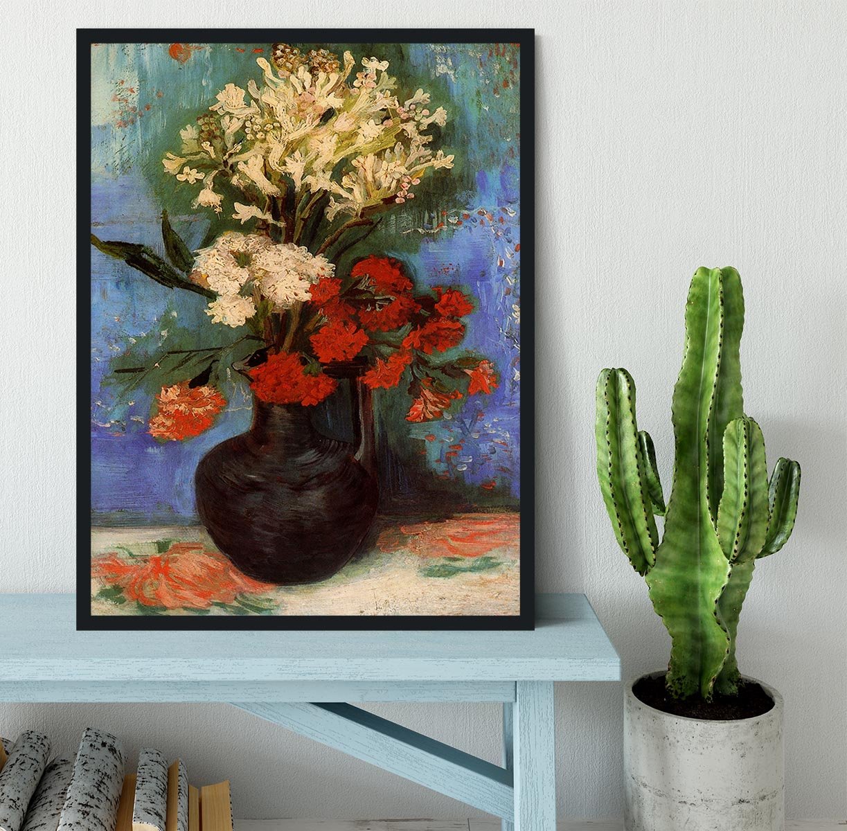 Vase with Carnations and Other Flowers by Van Gogh Framed Print - Canvas Art Rocks - 2