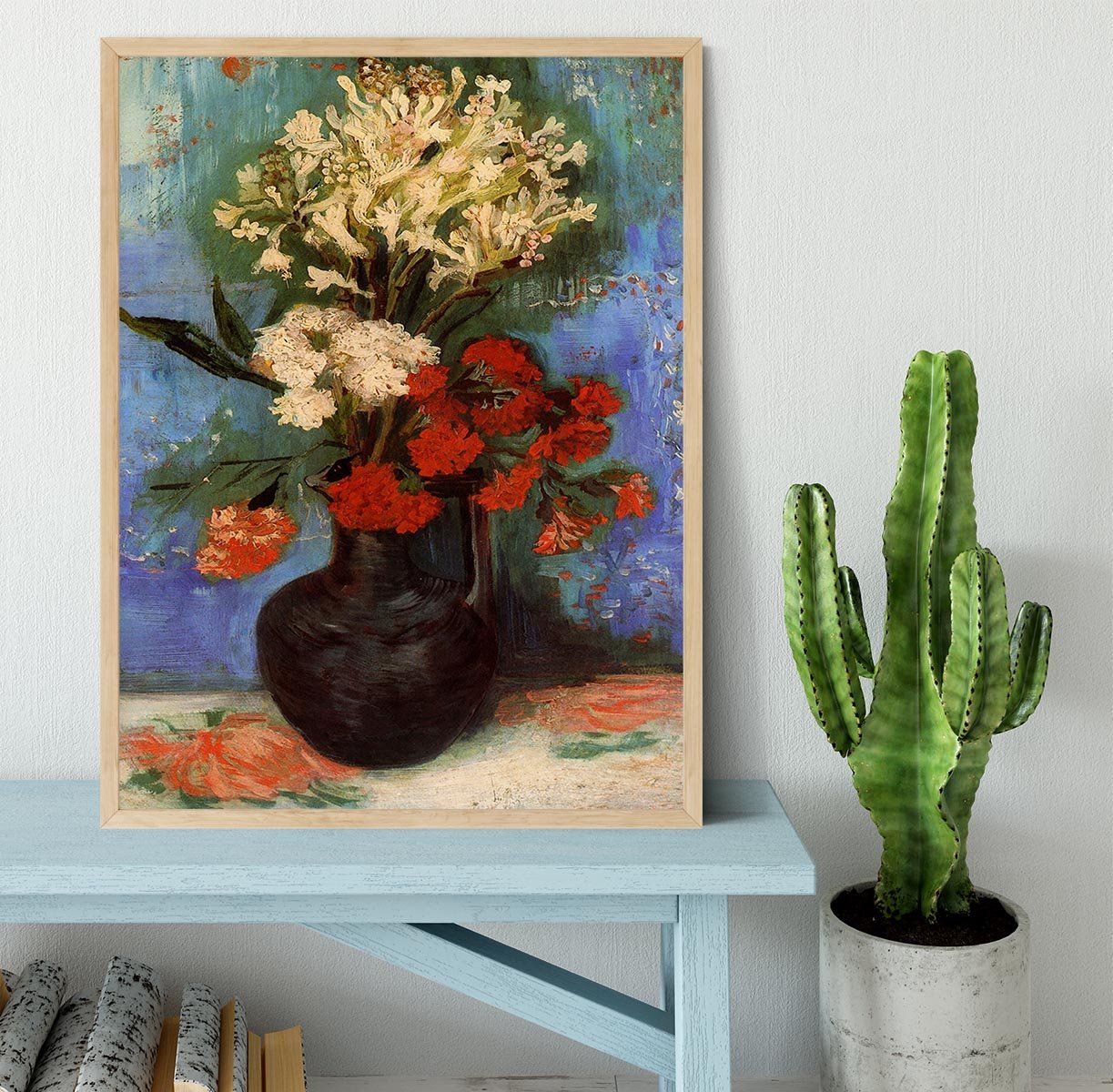 Vase with Carnations and Other Flowers by Van Gogh Framed Print - Canvas Art Rocks - 4