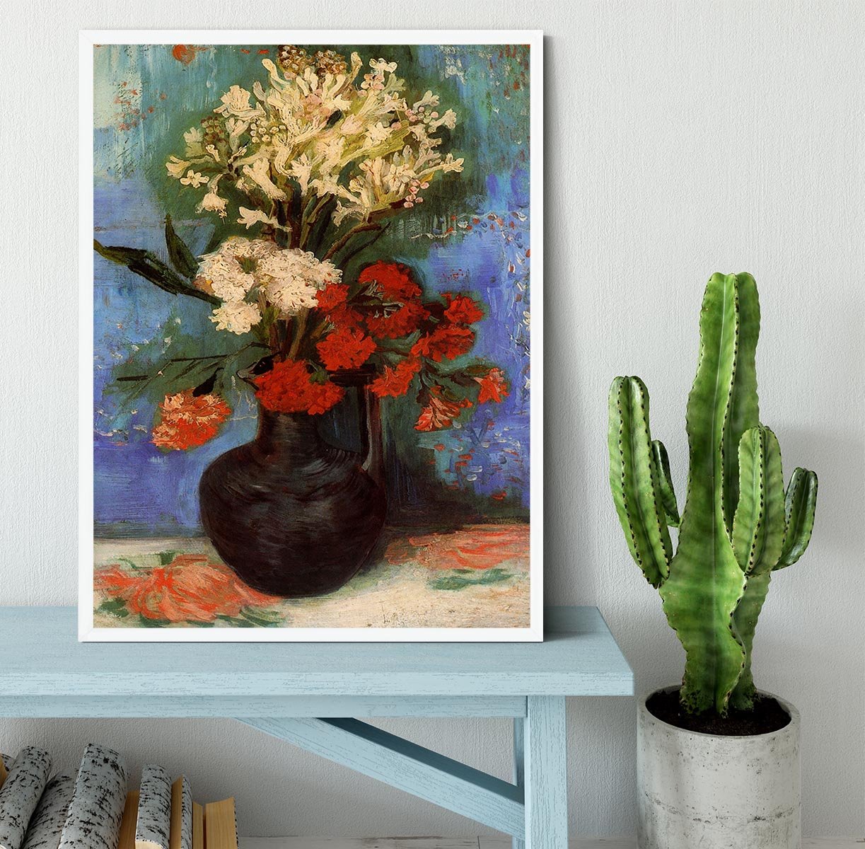 Vase with Carnations and Other Flowers by Van Gogh Framed Print - Canvas Art Rocks -6