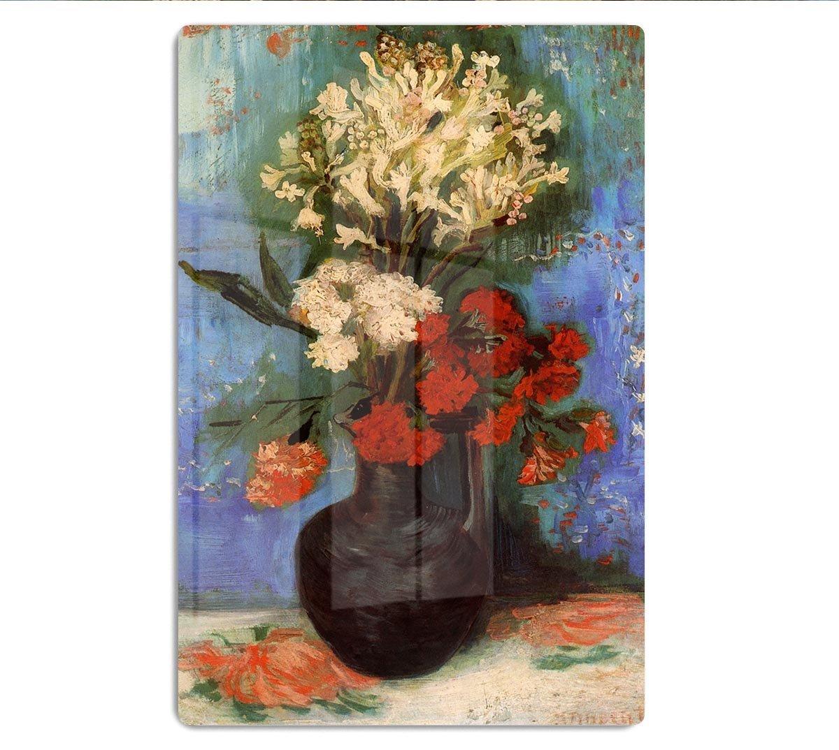 Vase with Carnations and Other Flowers by Van Gogh HD Metal Print