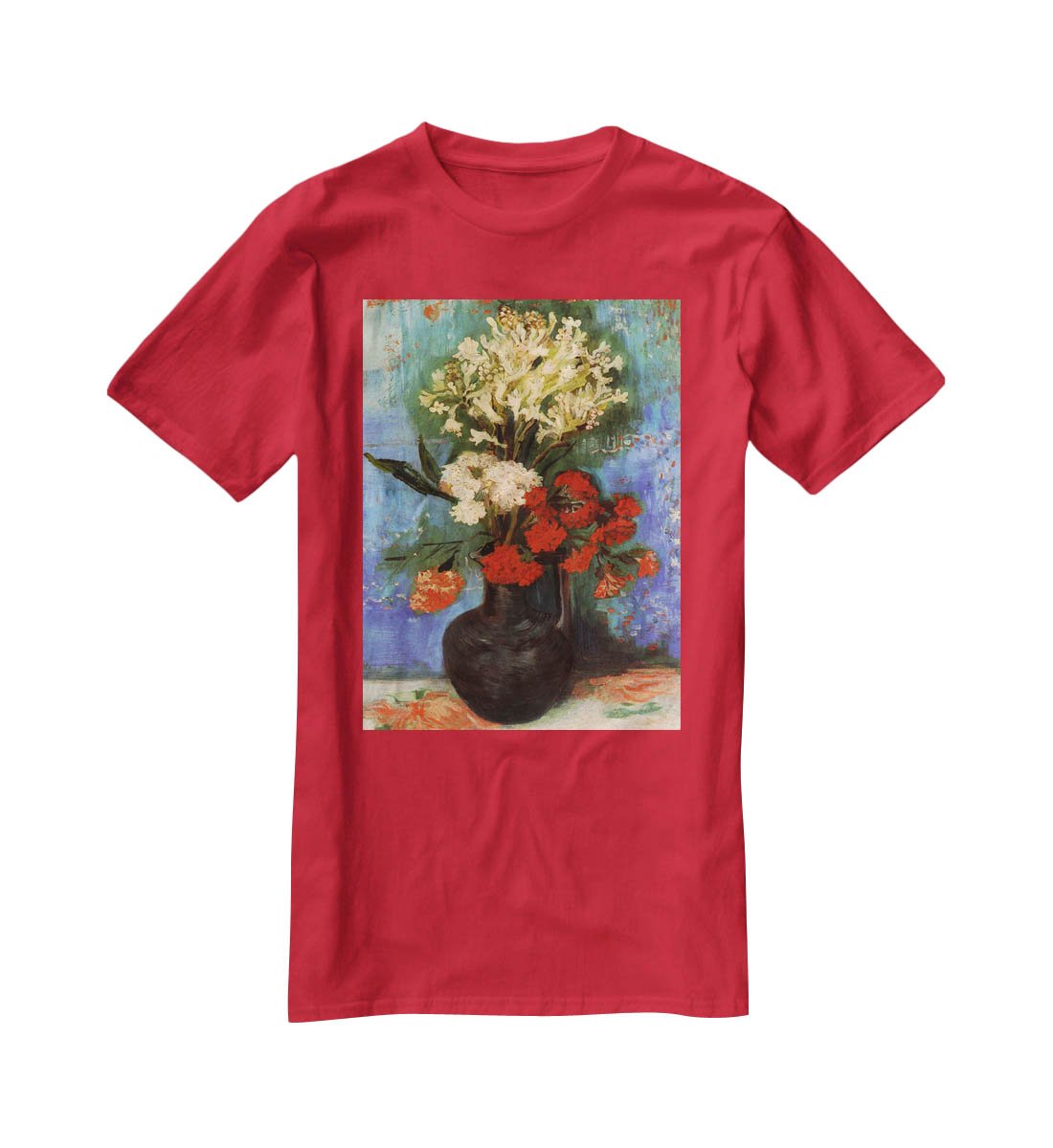 Vase with Carnations and Other Flowers by Van Gogh T-Shirt - Canvas Art Rocks - 4