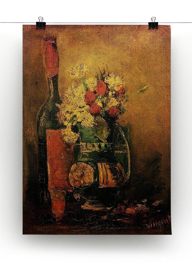 Vase with Carnations and Roses and a Bottle by Van Gogh Canvas Print & Poster - Canvas Art Rocks - 2