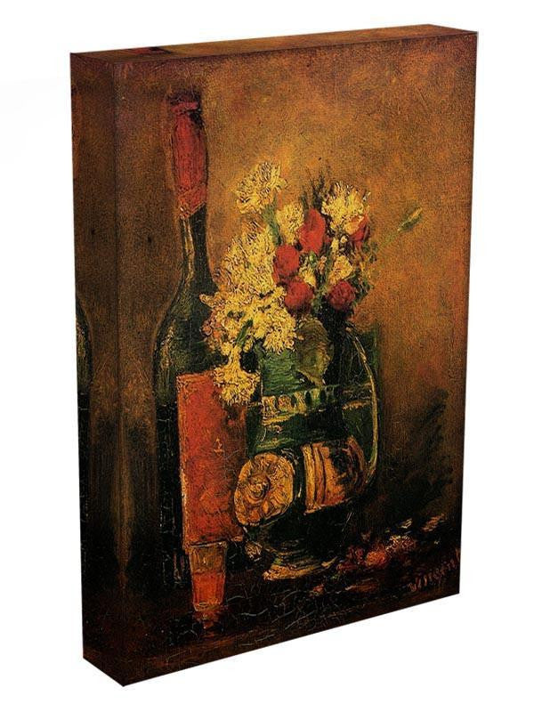 Vase with Carnations and Roses and a Bottle by Van Gogh Canvas Print & Poster - Canvas Art Rocks - 3