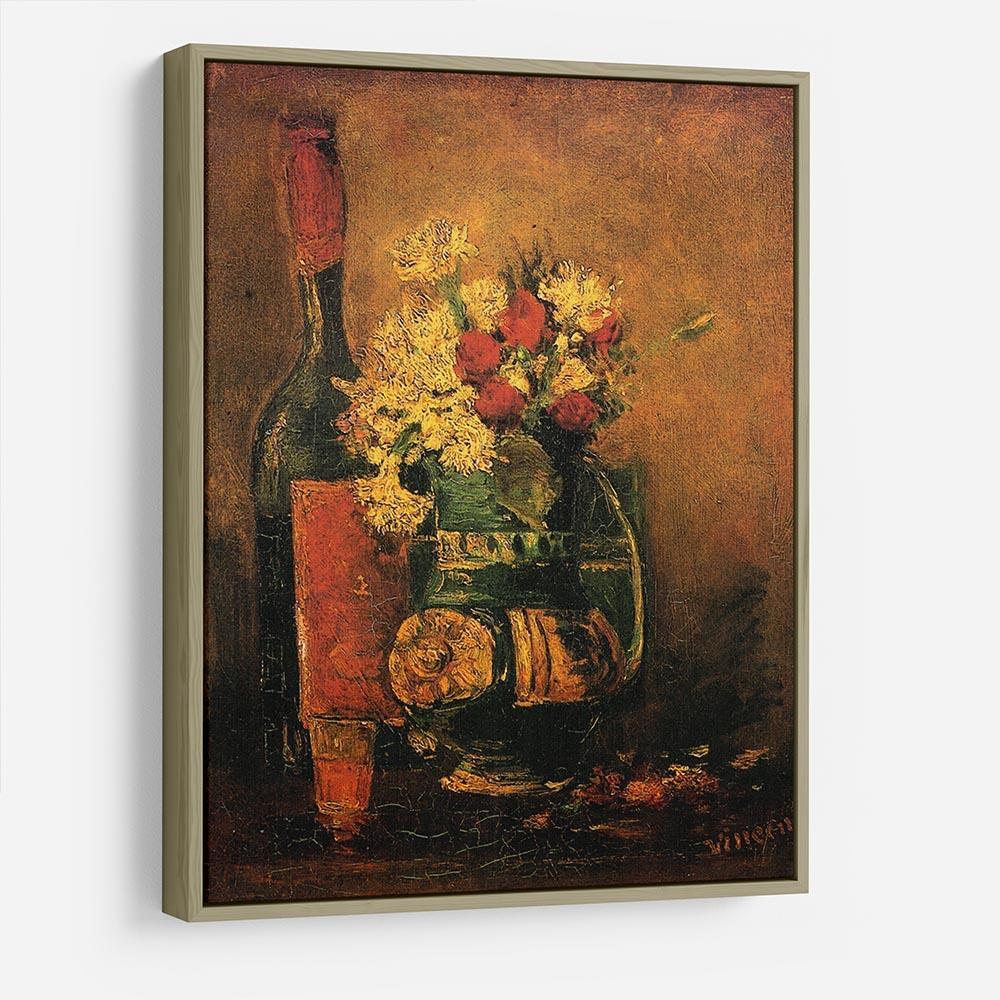 Vase with Carnations and Roses and a Bottle by Van Gogh HD Metal Print