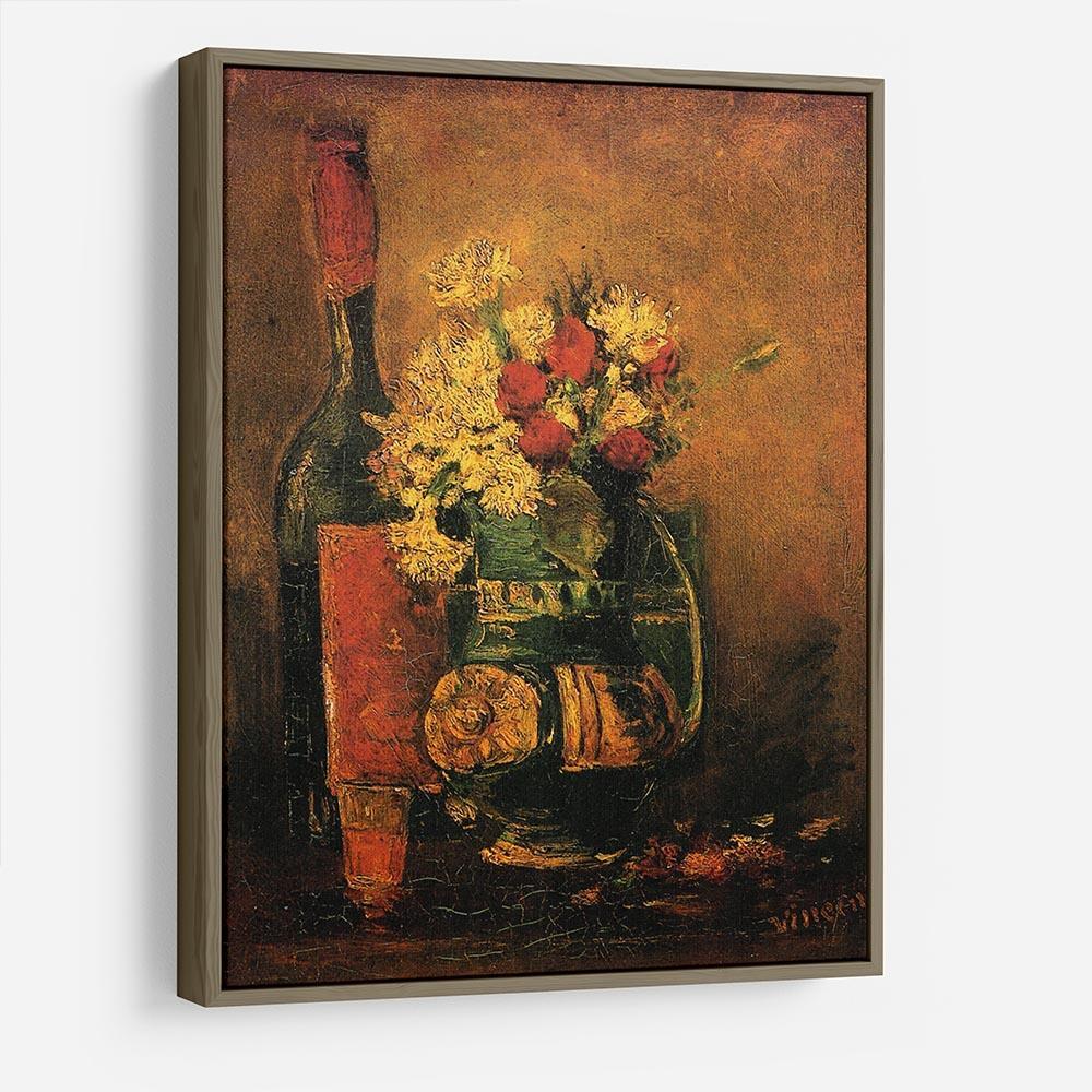 Vase with Carnations and Roses and a Bottle by Van Gogh HD Metal Print