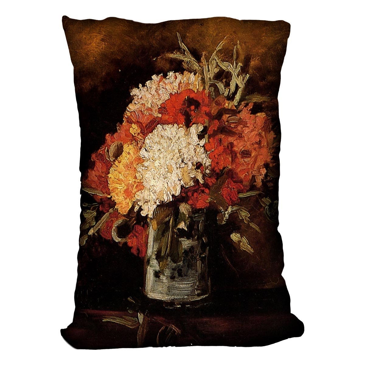 Vase with Carnations by Van Gogh Throw Pillow