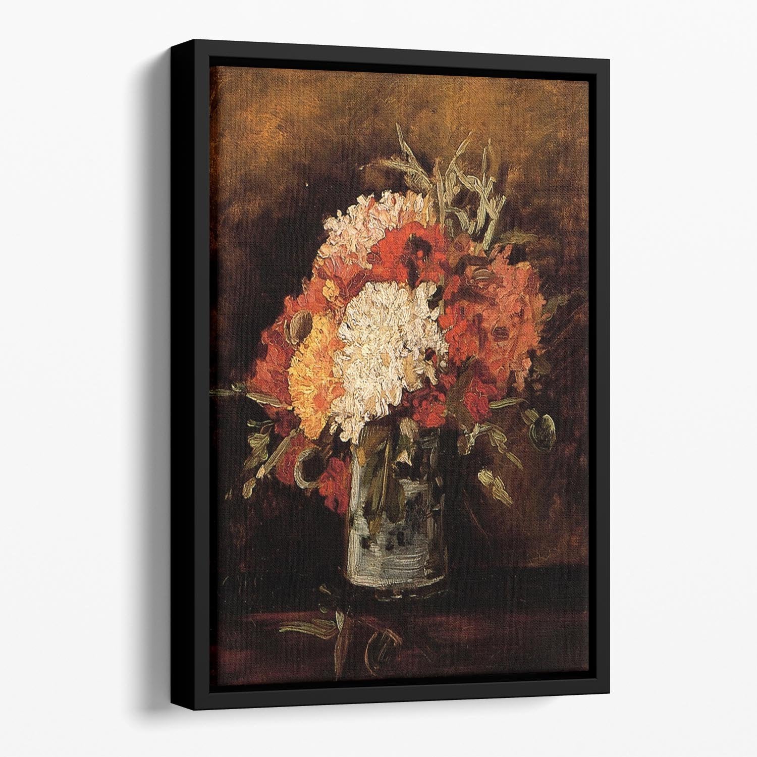 Vase with Carnations by Van Gogh Floating Framed Canvas
