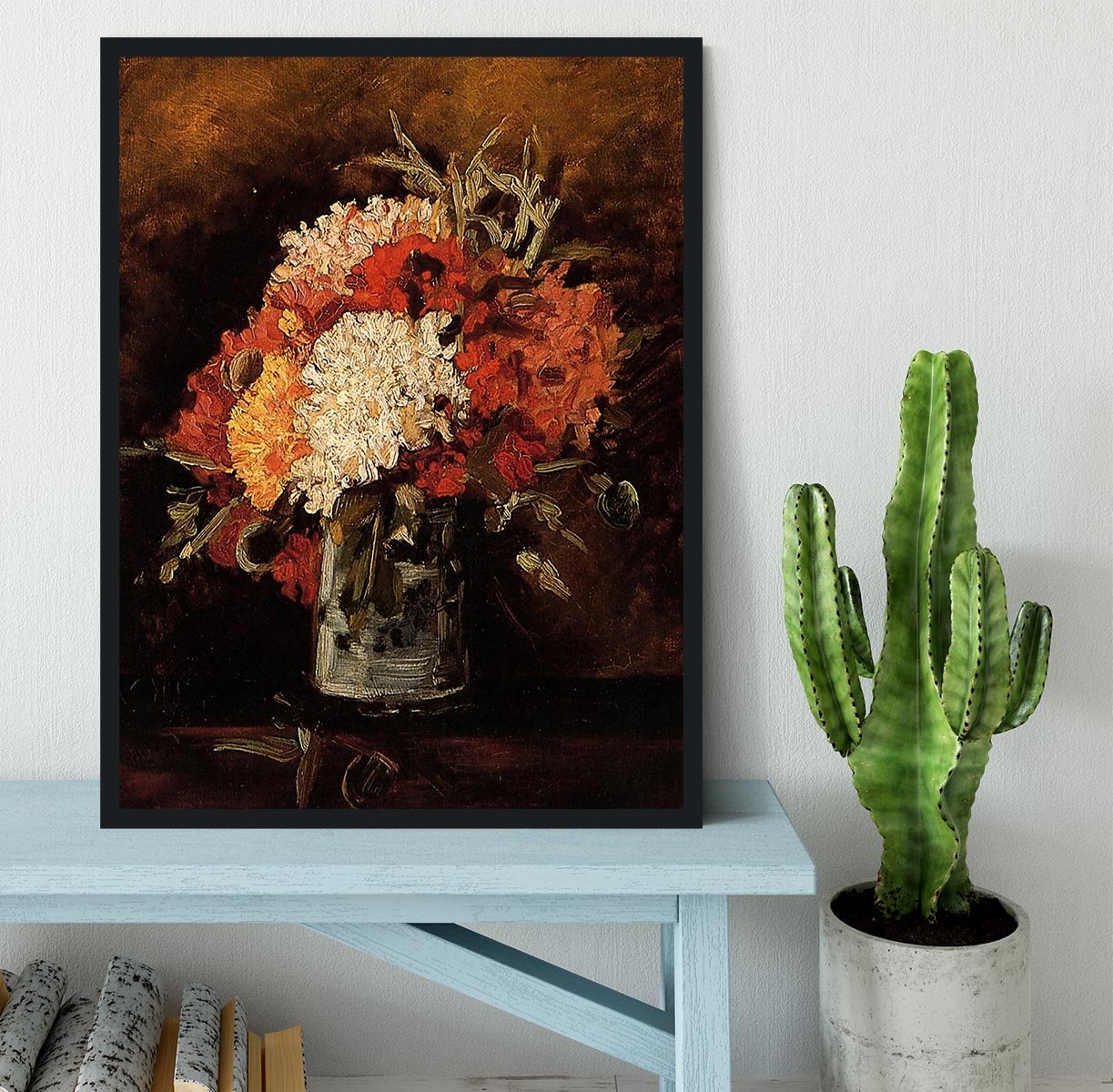Vase with Carnations by Van Gogh Framed Print - Canvas Art Rocks - 2
