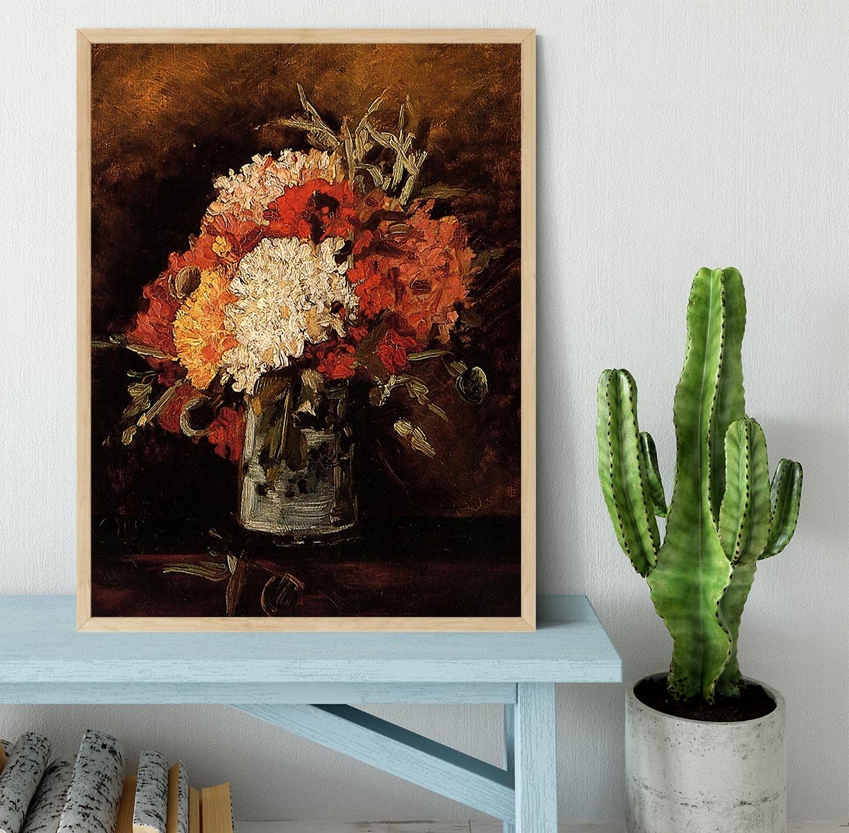 Vase with Carnations by Van Gogh Framed Print - Canvas Art Rocks - 4