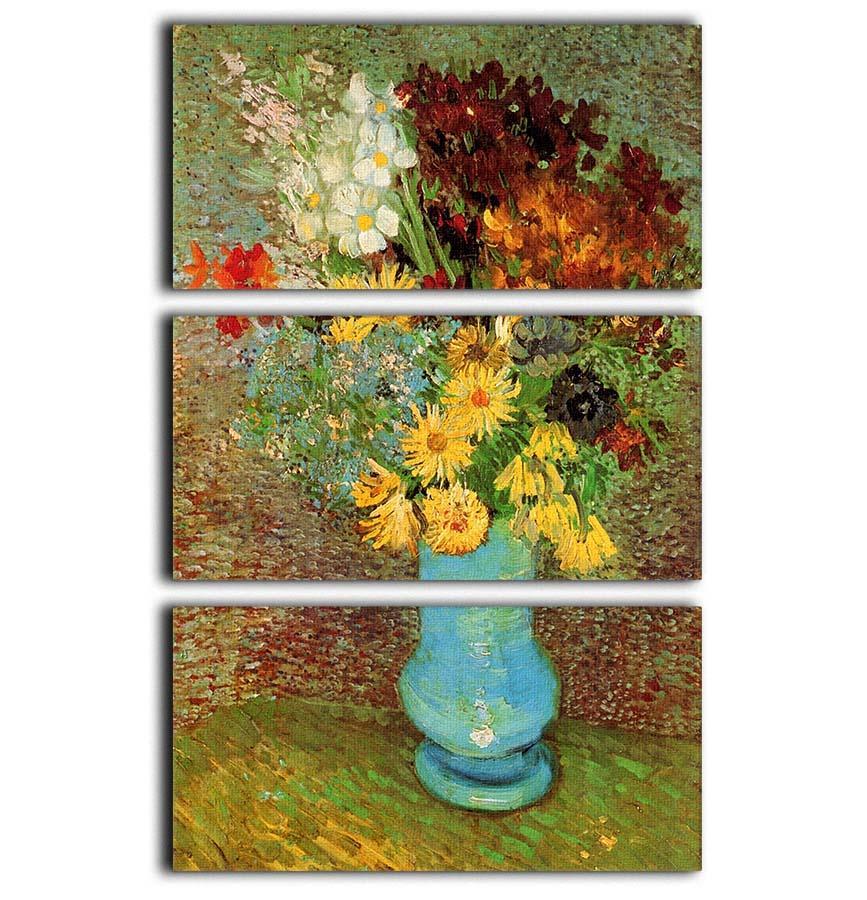 Vase with Daisies and Anemones by Van Gogh 3 Split Panel Canvas Print - Canvas Art Rocks - 1