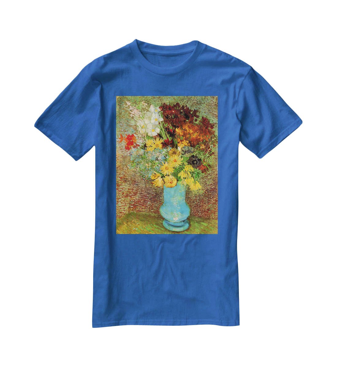 Vase with Daisies and Anemones by Van Gogh T-Shirt - Canvas Art Rocks - 2