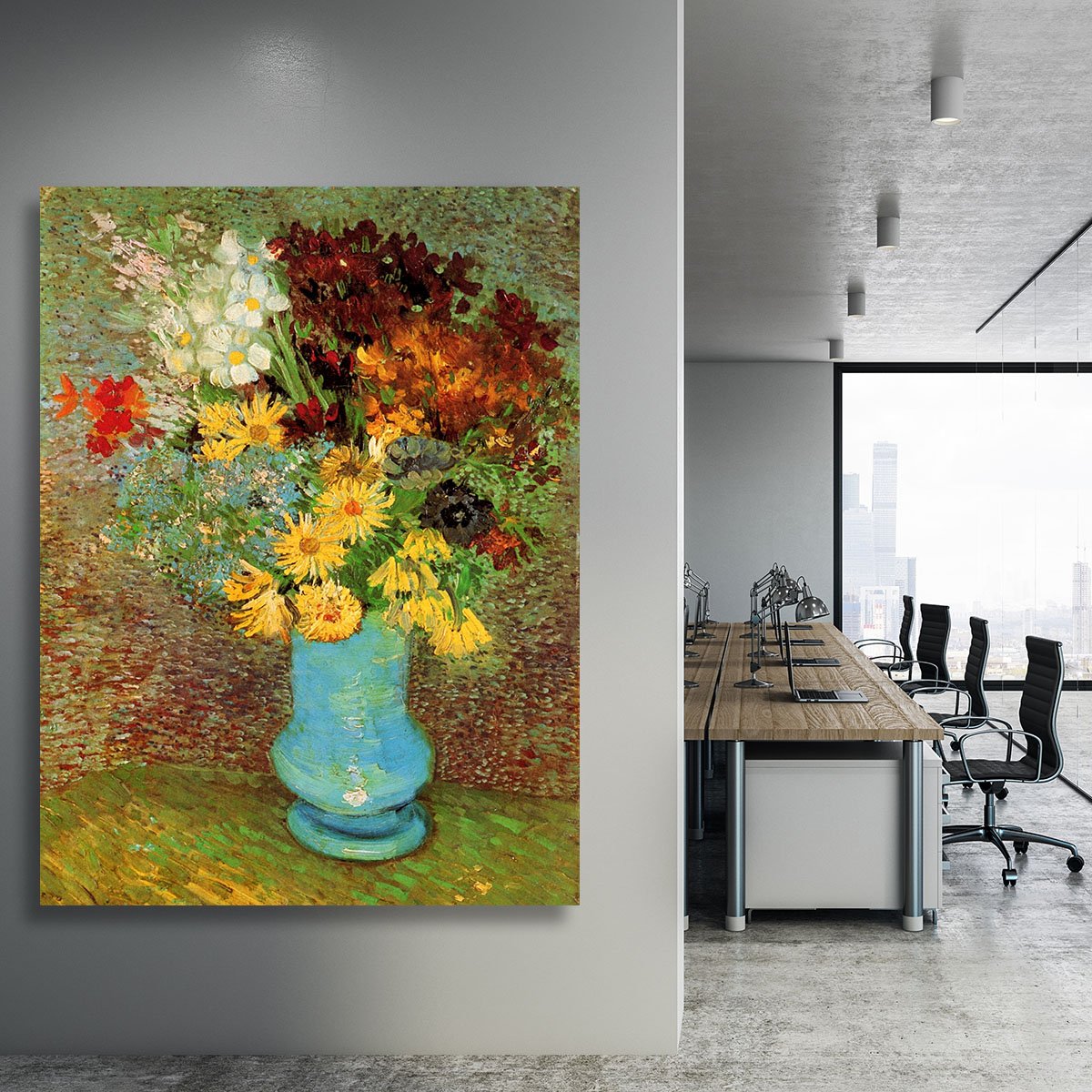 Vase with Daisies and Anemones by Van Gogh Canvas Print or Poster