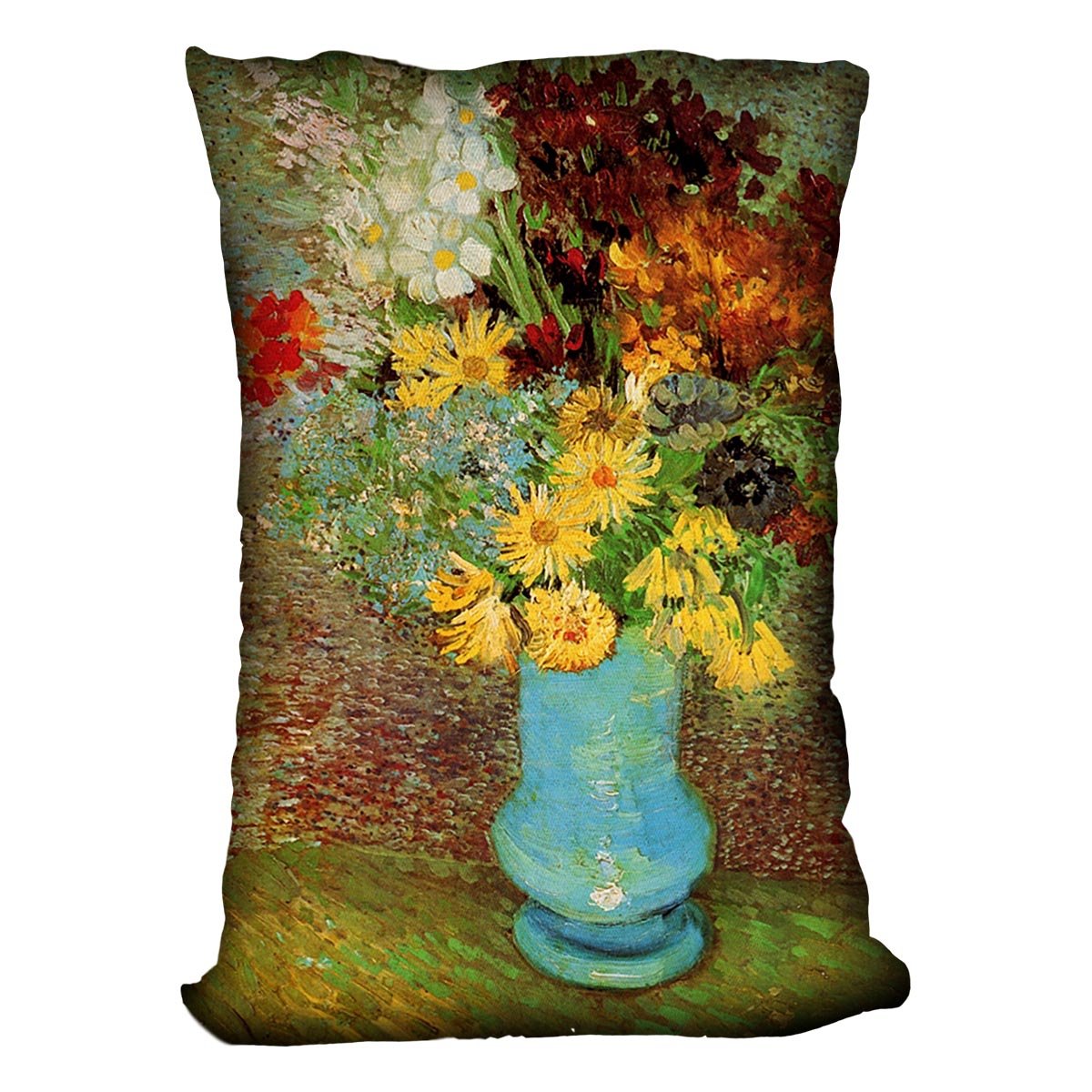 Vase with Daisies and Anemones by Van Gogh Throw Pillow