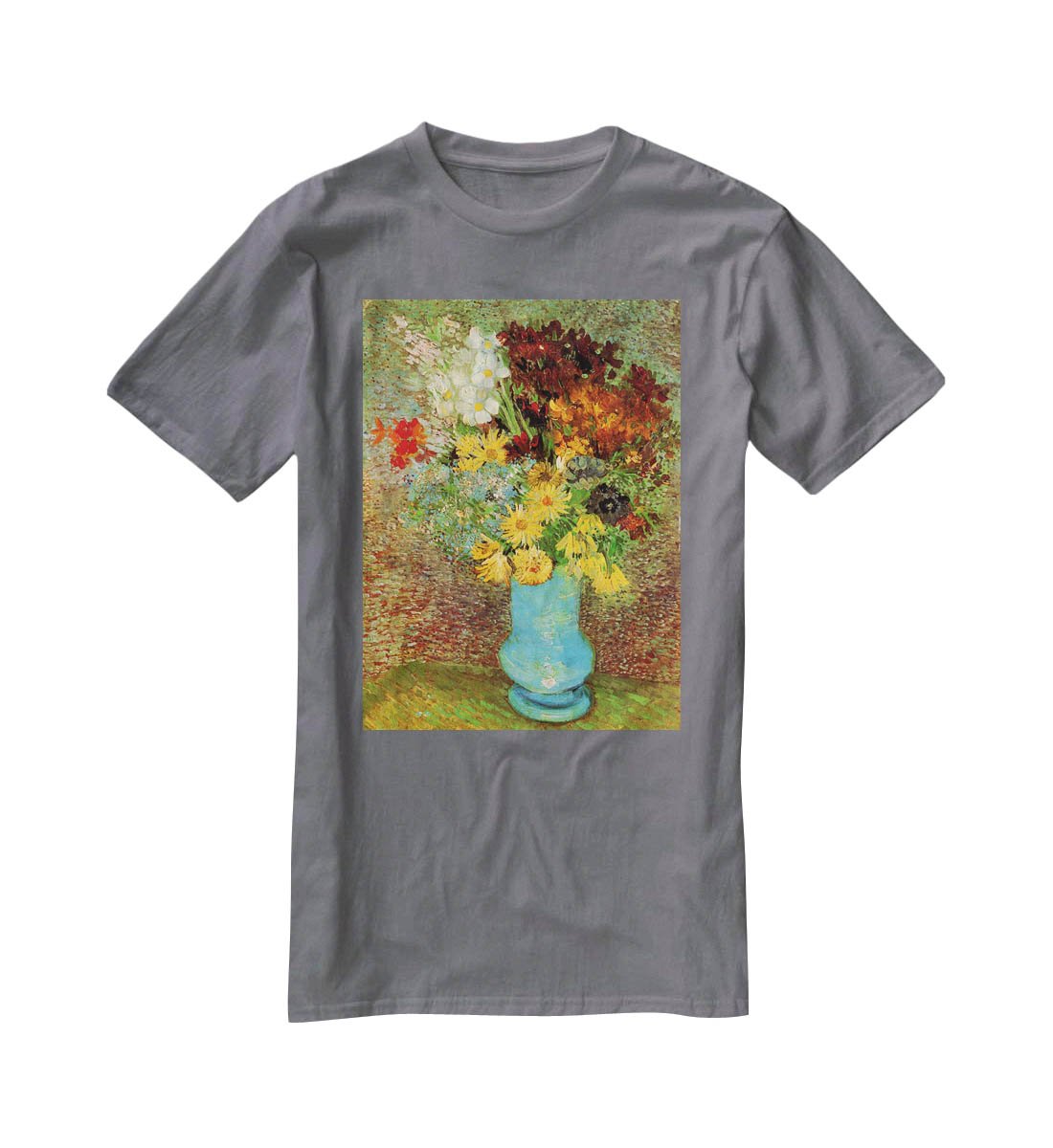 Vase with Daisies and Anemones by Van Gogh T-Shirt - Canvas Art Rocks - 3