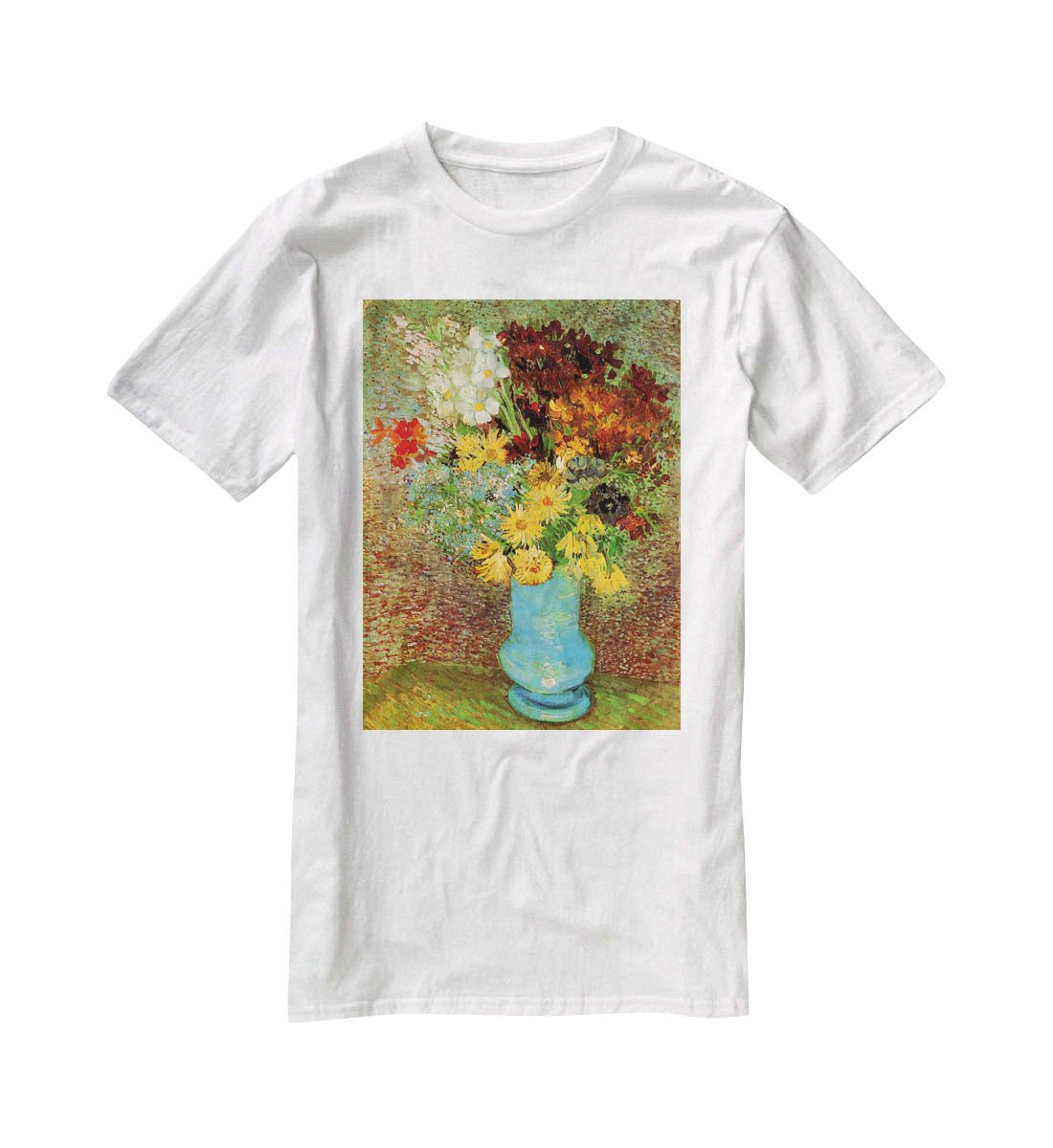 Vase with Daisies and Anemones by Van Gogh T-Shirt - Canvas Art Rocks - 5