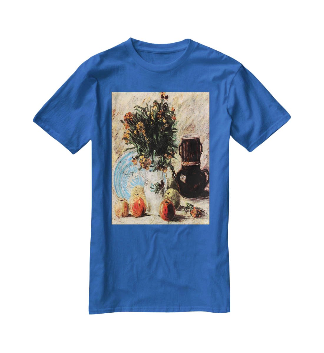 Vase with Flowers Coffeepot and Fruit by Van Gogh T-Shirt - Canvas Art Rocks - 2