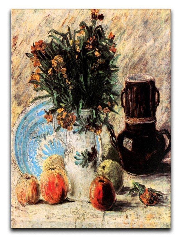 Vase with Flowers Coffeepot and Fruit by Van Gogh Canvas Print & Poster  - Canvas Art Rocks - 1