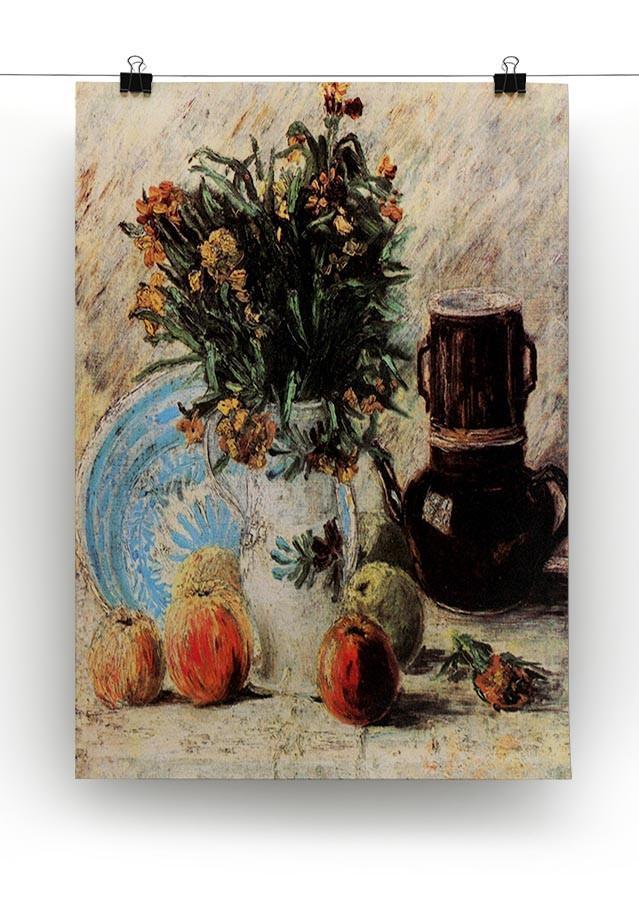 Vase with Flowers Coffeepot and Fruit by Van Gogh Canvas Print & Poster - Canvas Art Rocks - 2