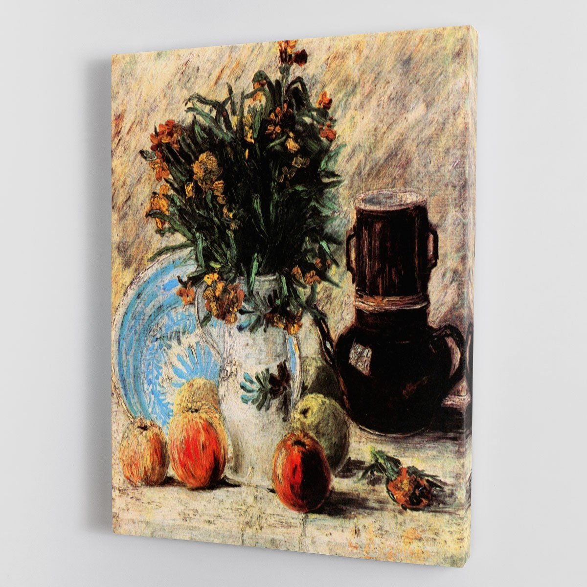 Vase with Flowers Coffeepot and Fruit by Van Gogh Canvas Print or Poster