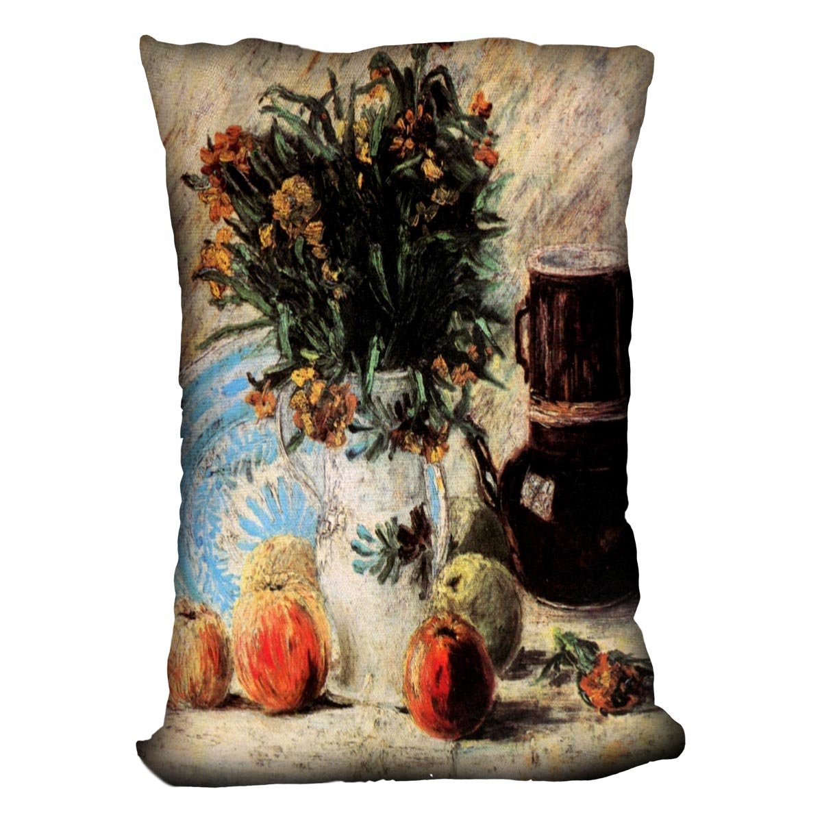 Vase with Flowers Coffeepot and Fruit by Van Gogh Throw Pillow