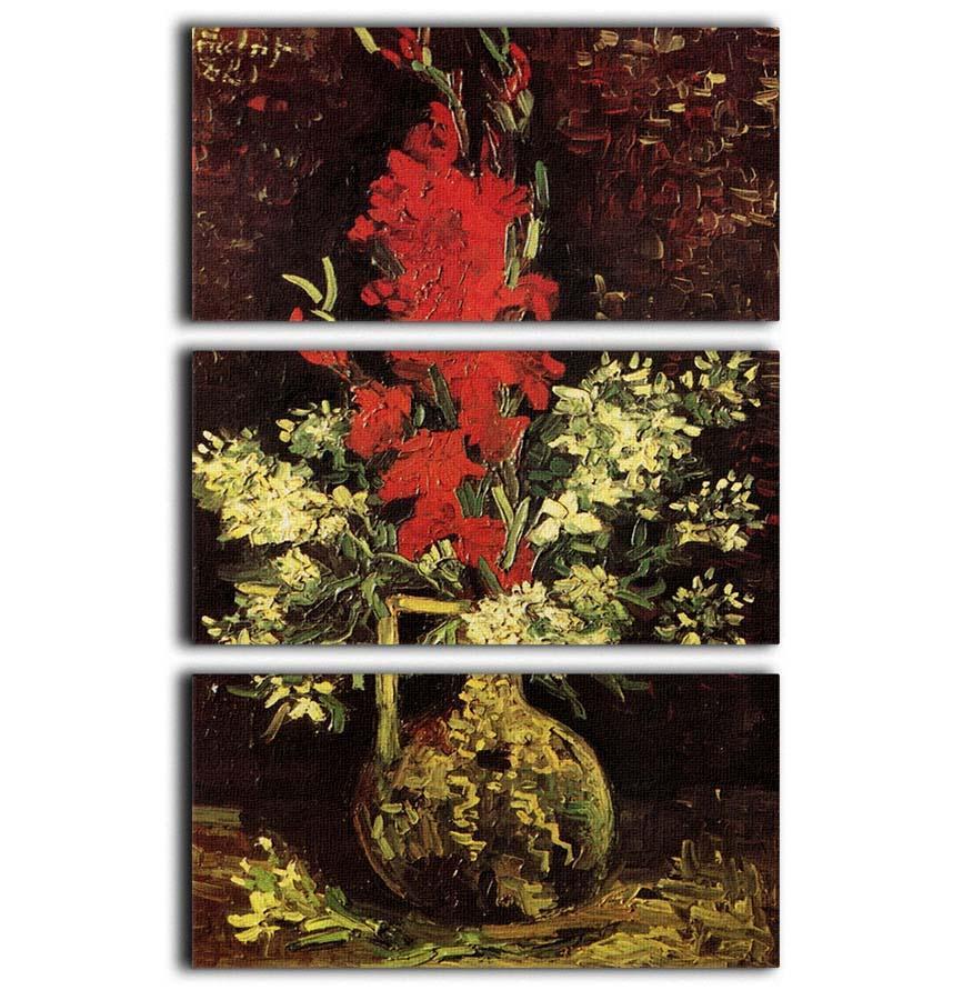 Vase with Gladioli and Carnations by Van Gogh 3 Split Panel Canvas Print - Canvas Art Rocks - 1