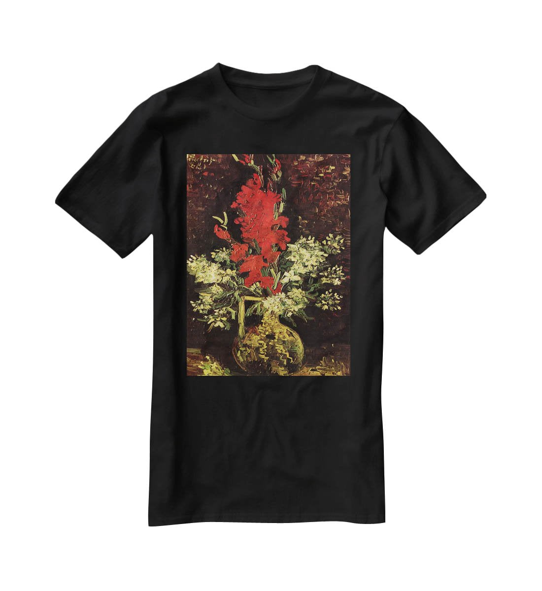 Vase with Gladioli and Carnations by Van Gogh T-Shirt - Canvas Art Rocks - 1