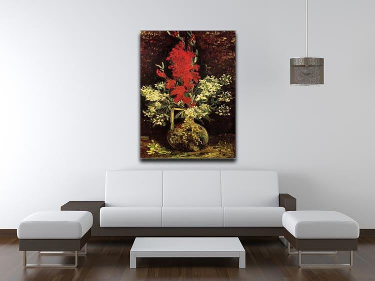 Vase with Gladioli and Carnations by Van Gogh Canvas Print & Poster - Canvas Art Rocks - 4