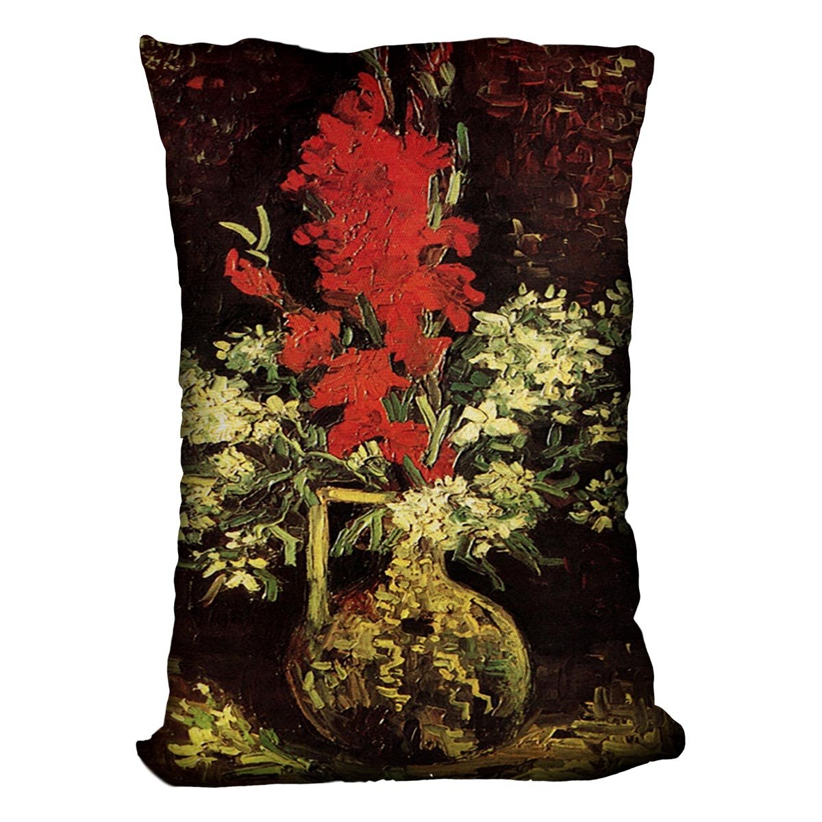Vase with Gladioli and Carnations by Van Gogh Throw Pillow