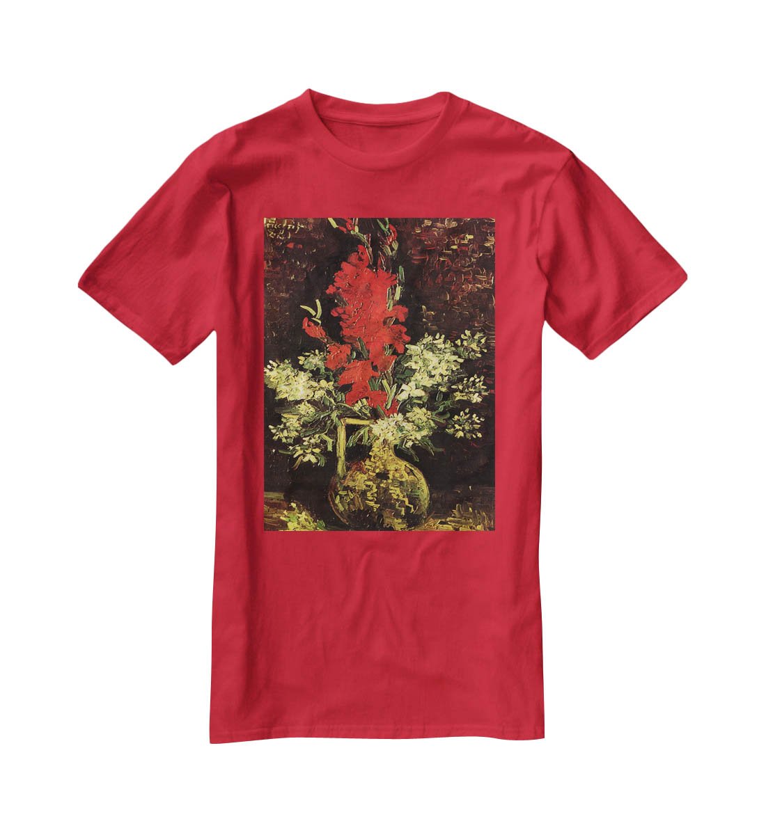 Vase with Gladioli and Carnations by Van Gogh T-Shirt - Canvas Art Rocks - 4