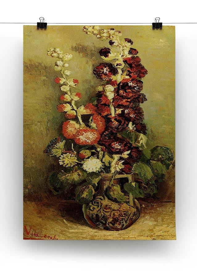 Vase with Hollyhocks by Van Gogh Canvas Print & Poster - Canvas Art Rocks - 2