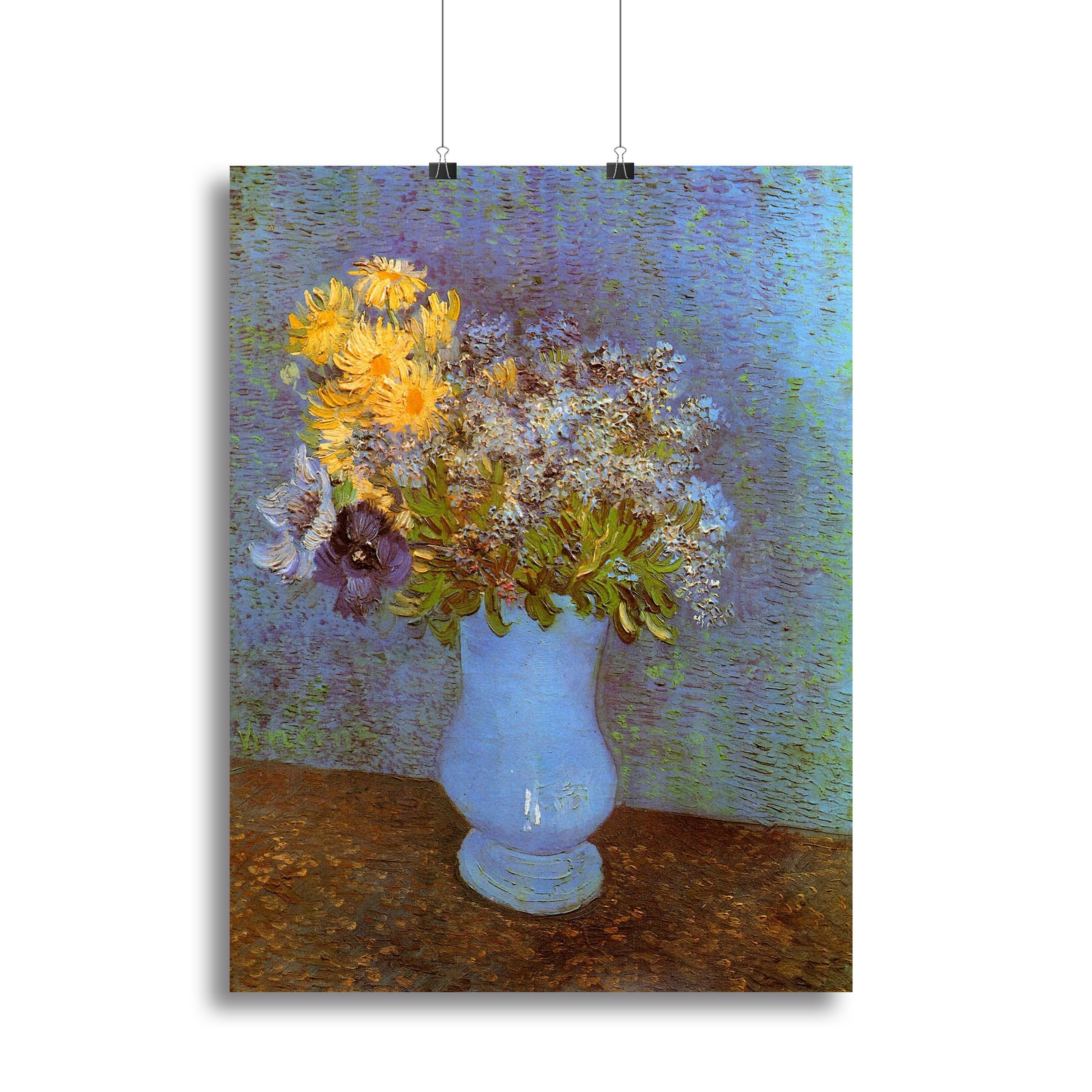 Vase with Lilacs Daisies and Anemones by Van Gogh Canvas Print or Poster