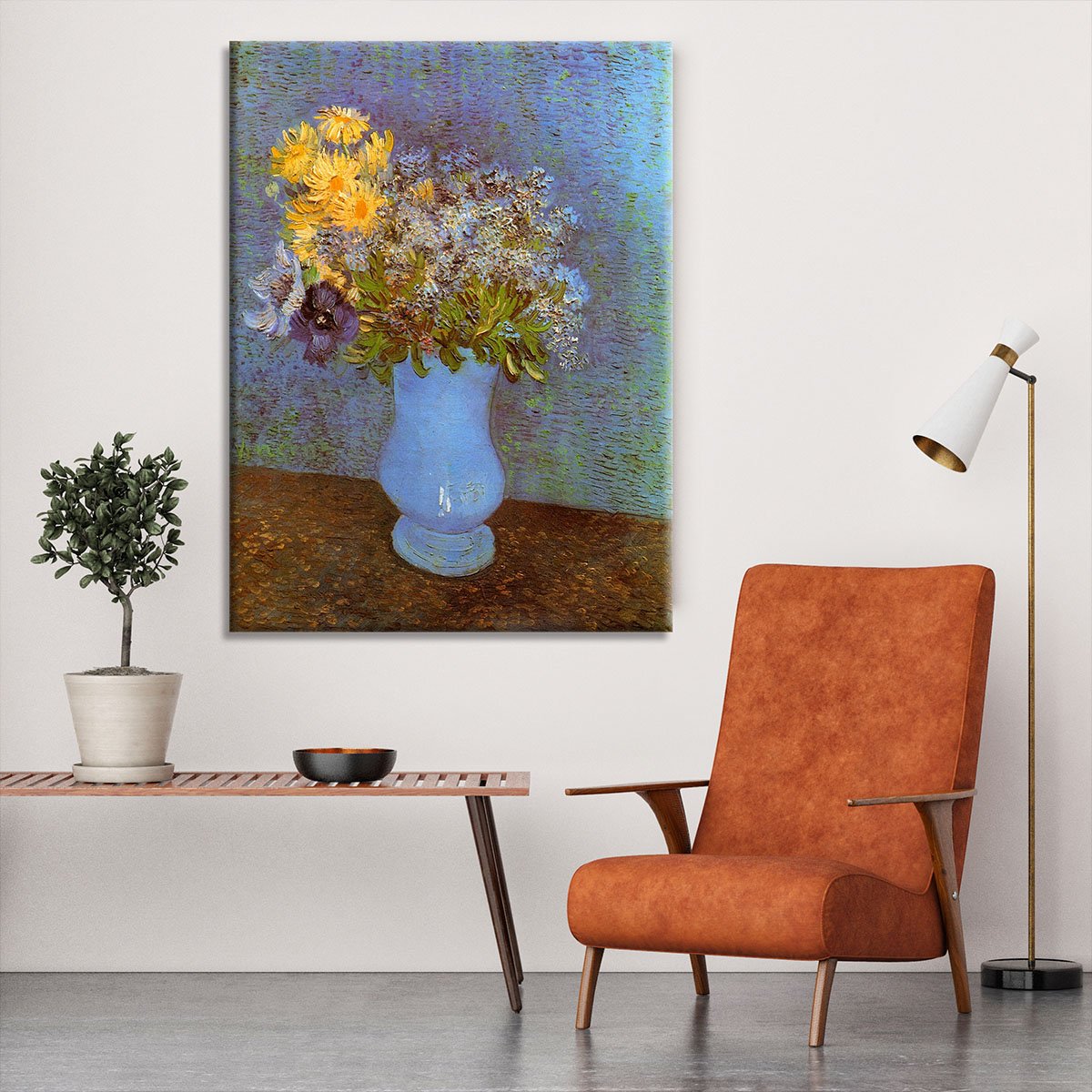 Vase with Lilacs Daisies and Anemones by Van Gogh Canvas Print or Poster