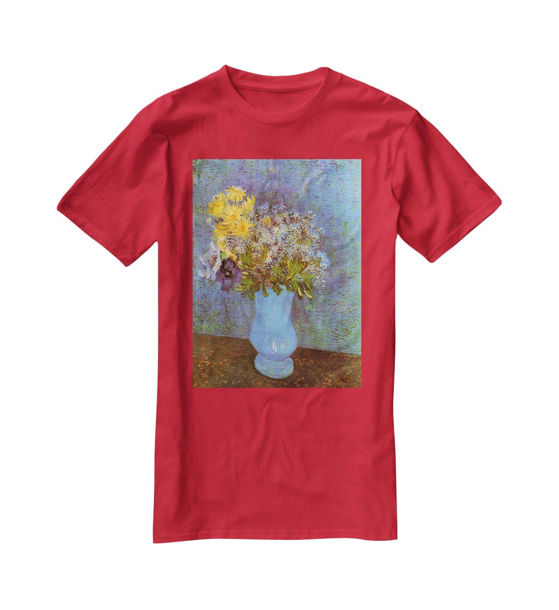 Vase with Lilacs Daisies and Anemones by Van Gogh T-Shirt - Canvas Art Rocks - 4