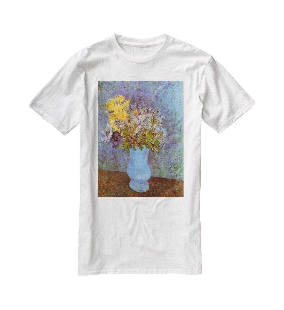 Vase with Lilacs Daisies and Anemones by Van Gogh T-Shirt - Canvas Art Rocks - 5
