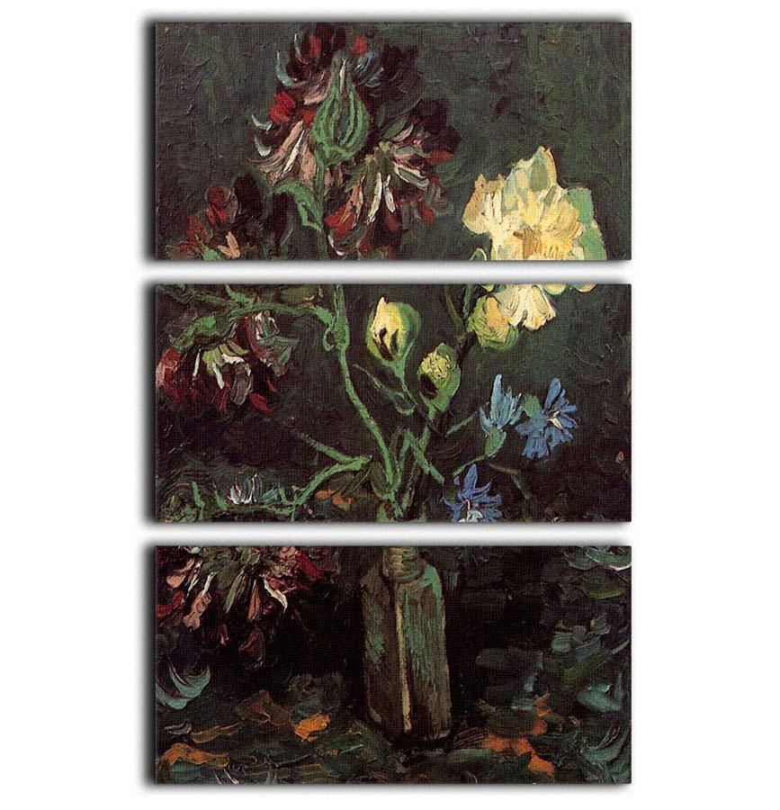 Vase with Myosotis and Peonies by Van Gogh 3 Split Panel Canvas Print - Canvas Art Rocks - 1