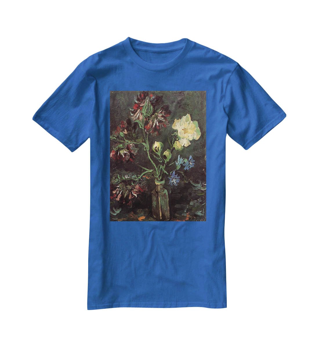 Vase with Myosotis and Peonies by Van Gogh T-Shirt - Canvas Art Rocks - 2