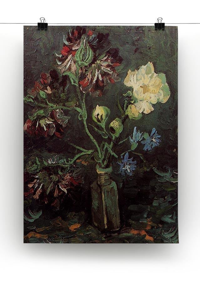 Vase with Myosotis and Peonies by Van Gogh Canvas Print & Poster - Canvas Art Rocks - 2