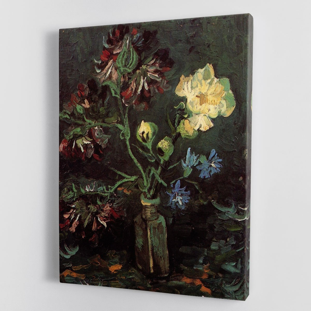 Vase with Myosotis and Peonies by Van Gogh Canvas Print or Poster