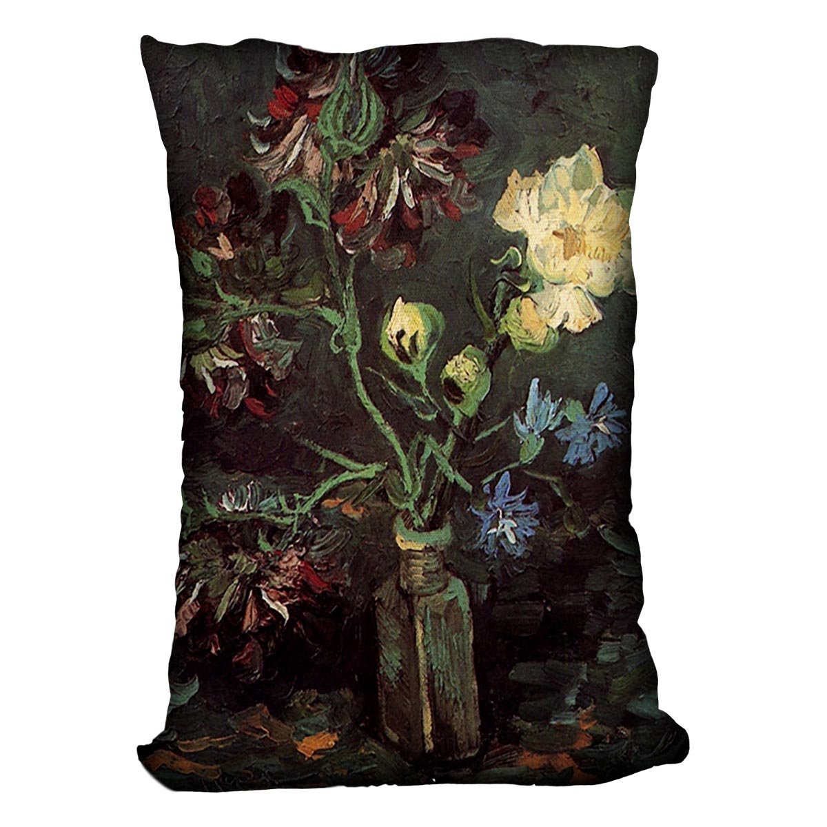 Vase with Myosotis and Peonies by Van Gogh Throw Pillow