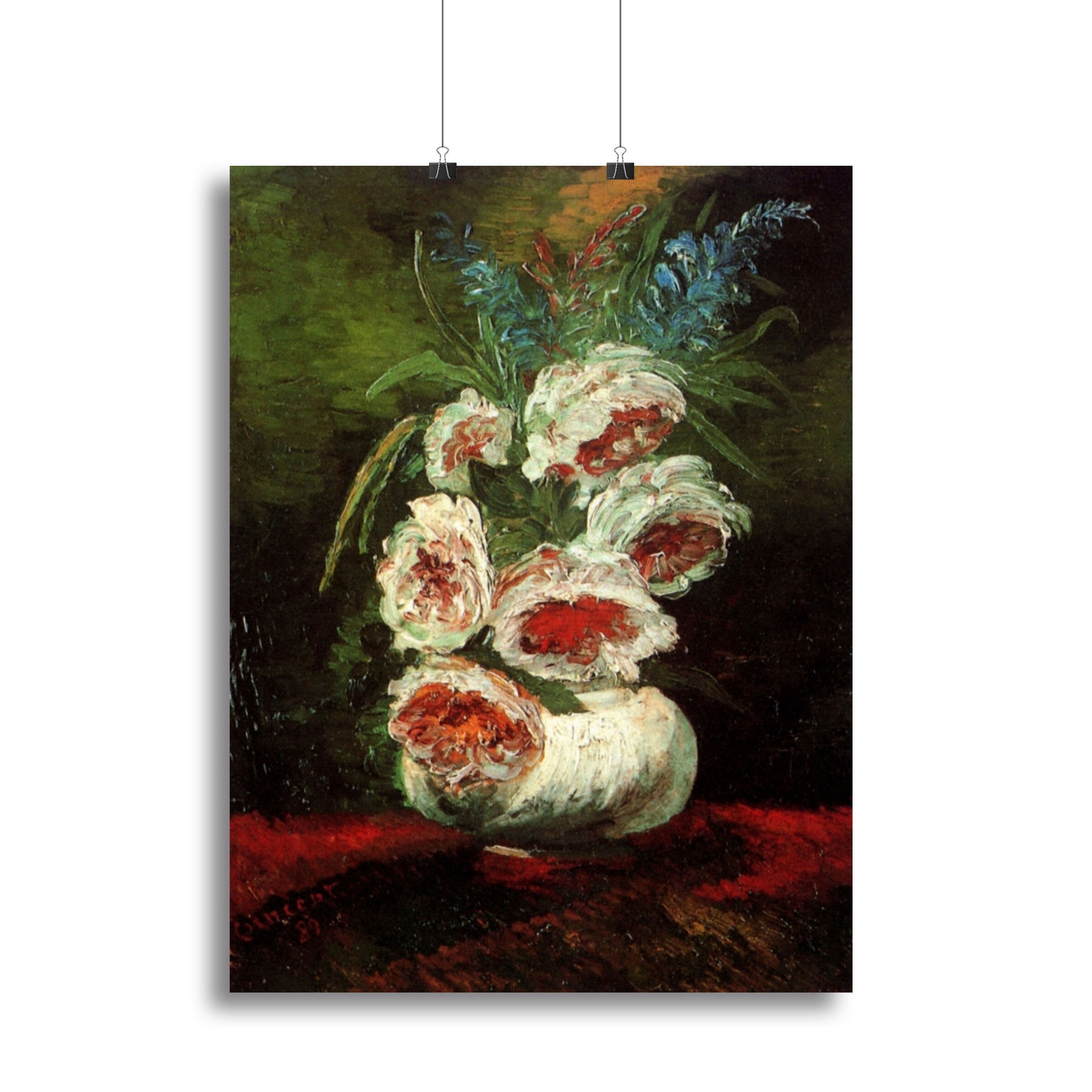 Vase with Peonies by Van Gogh Canvas Print or Poster