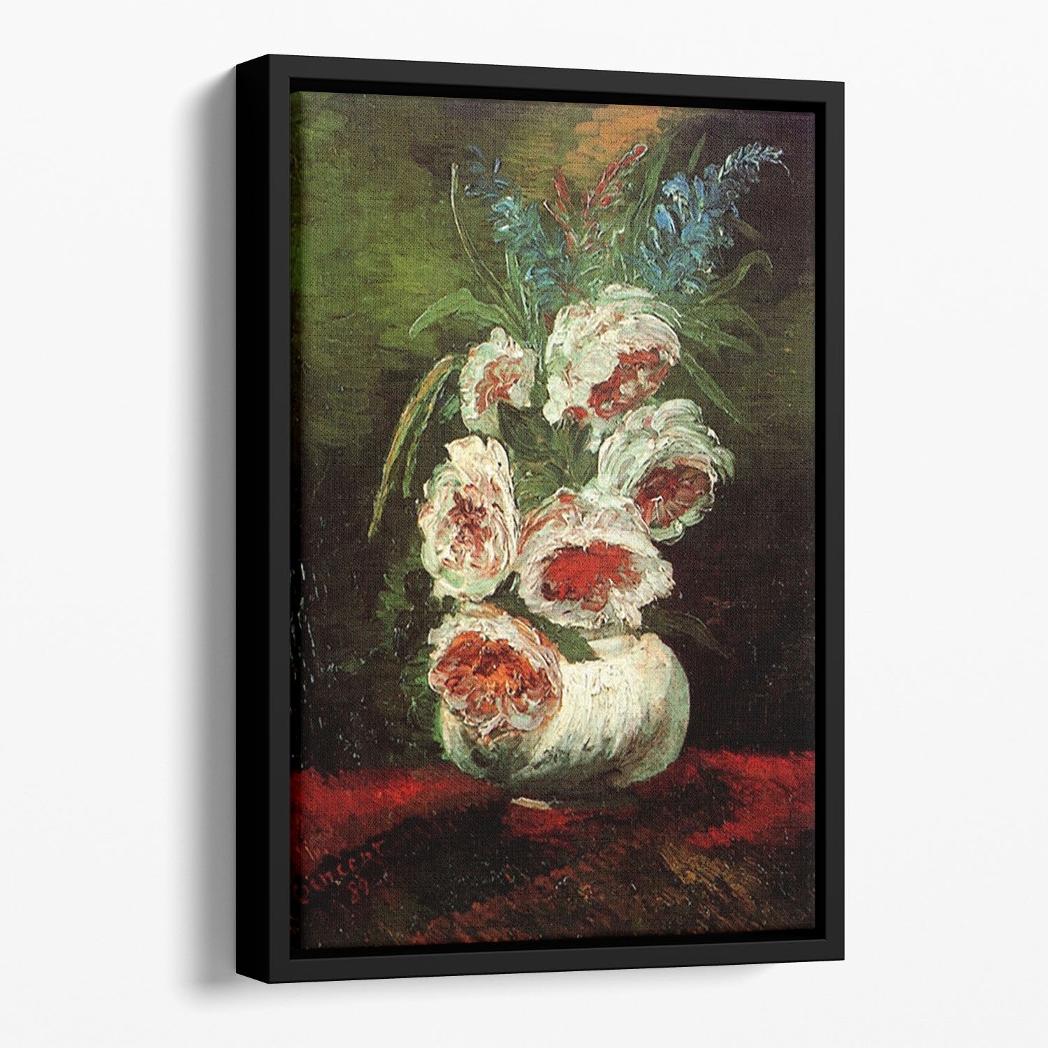 Vase with Peonies by Van Gogh Floating Framed Canvas