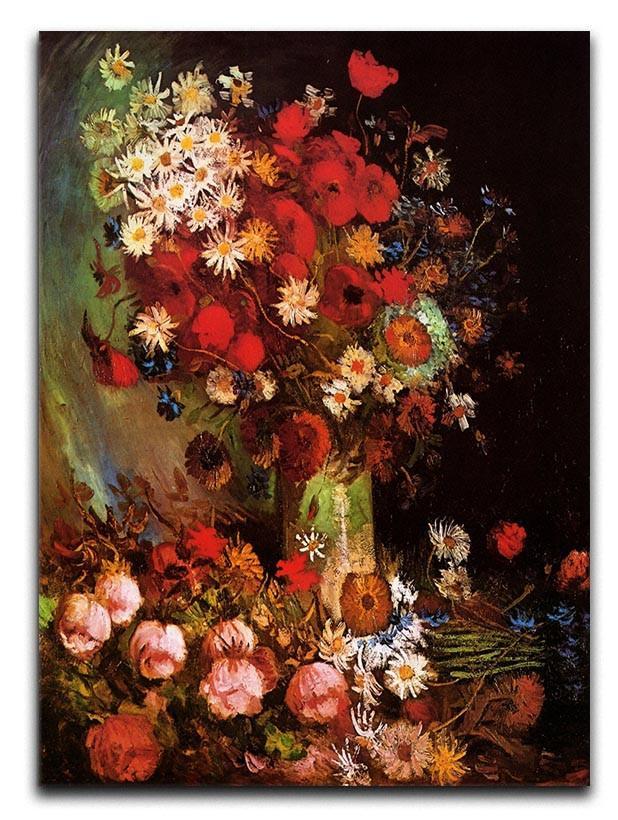 Vase with Poppies Cornflowers Peonies and Chrysanthemums by Van Gogh Canvas Print & Poster  - Canvas Art Rocks - 1